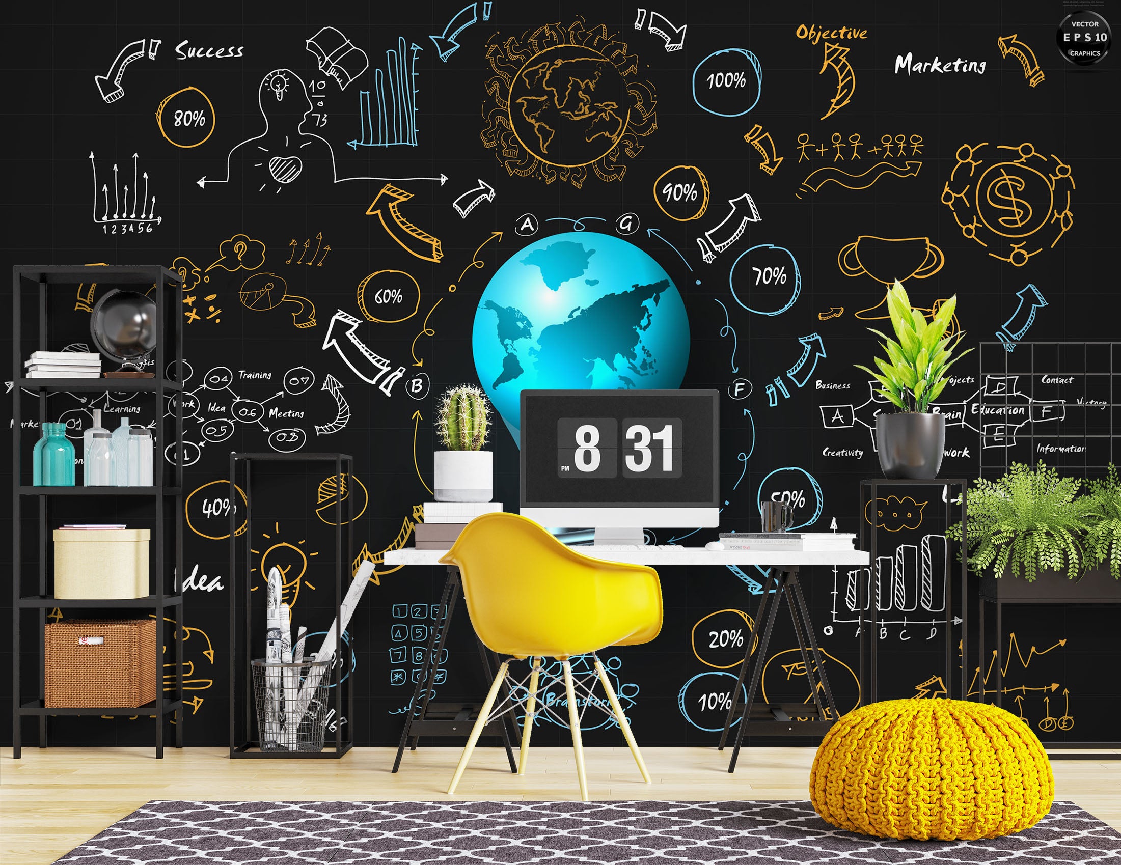 3D Blue Light Bulb 1093 Wall Murals