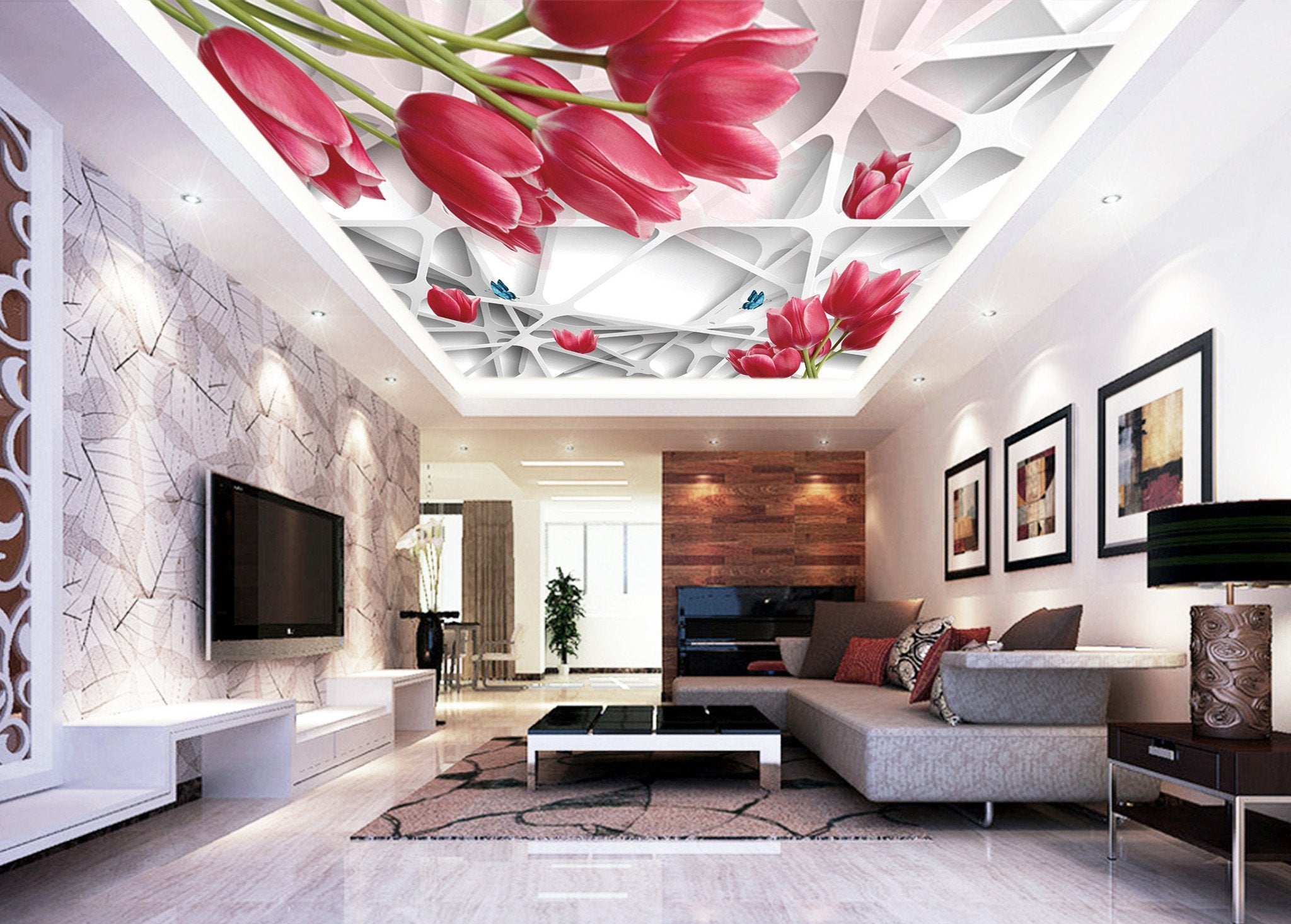 Irregular Grids Flowers Butterflies Wallpaper AJ Wallpaper