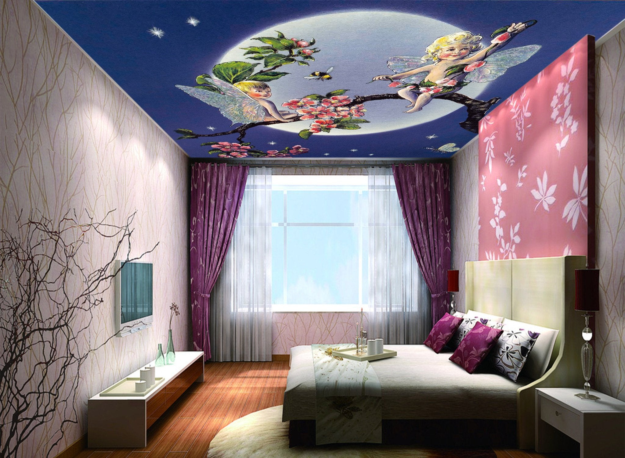 Flowers Branch Lovely Angels Wallpaper AJ Wallpaper
