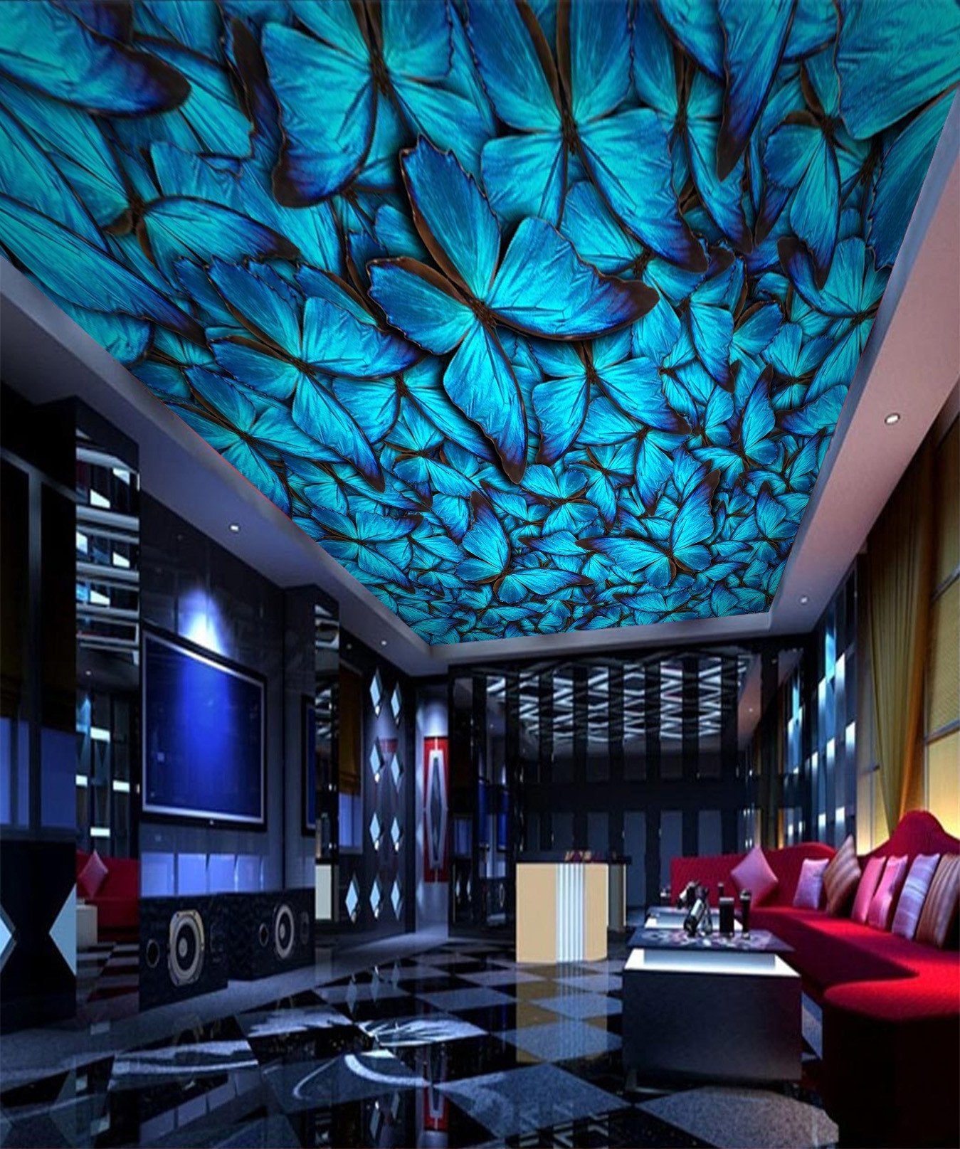 Crowded Blue Butterflies Wallpaper AJ Wallpaper