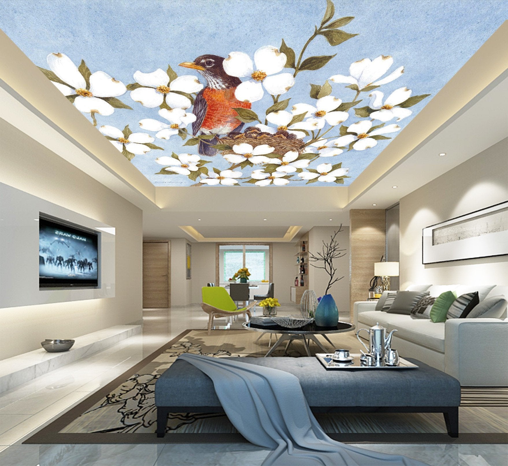 Flowers Branch Birds Nest Wallpaper AJ Wallpaper