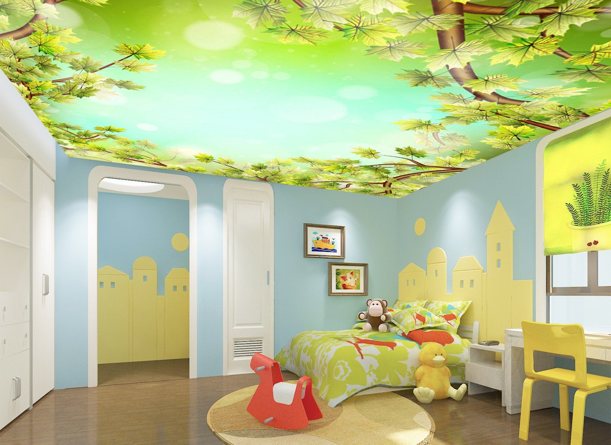 Blue Sky Green Leaves Wallpaper AJ Wallpaper