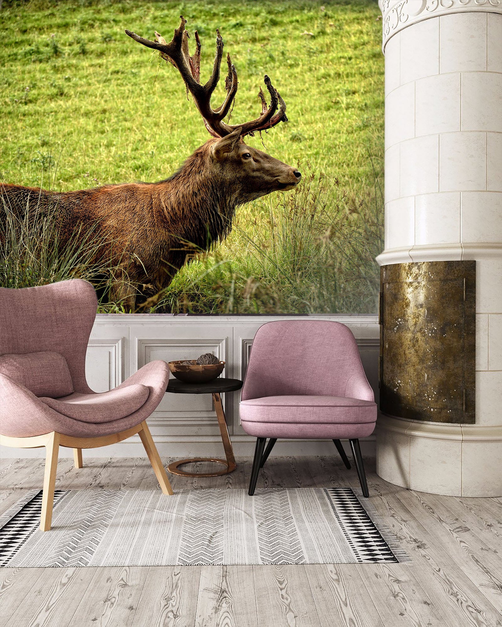 3D Pasture Deer 250 Wall Murals