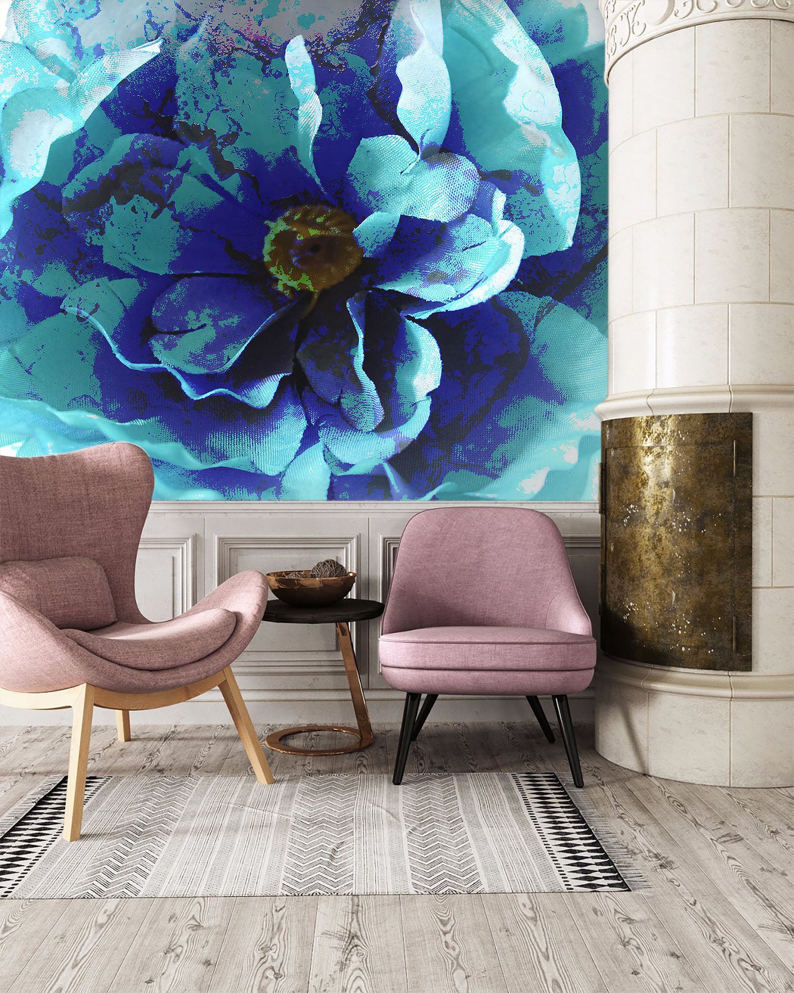 3D Blue Flower 71086 Shandra Smith Wall Mural Wall Murals