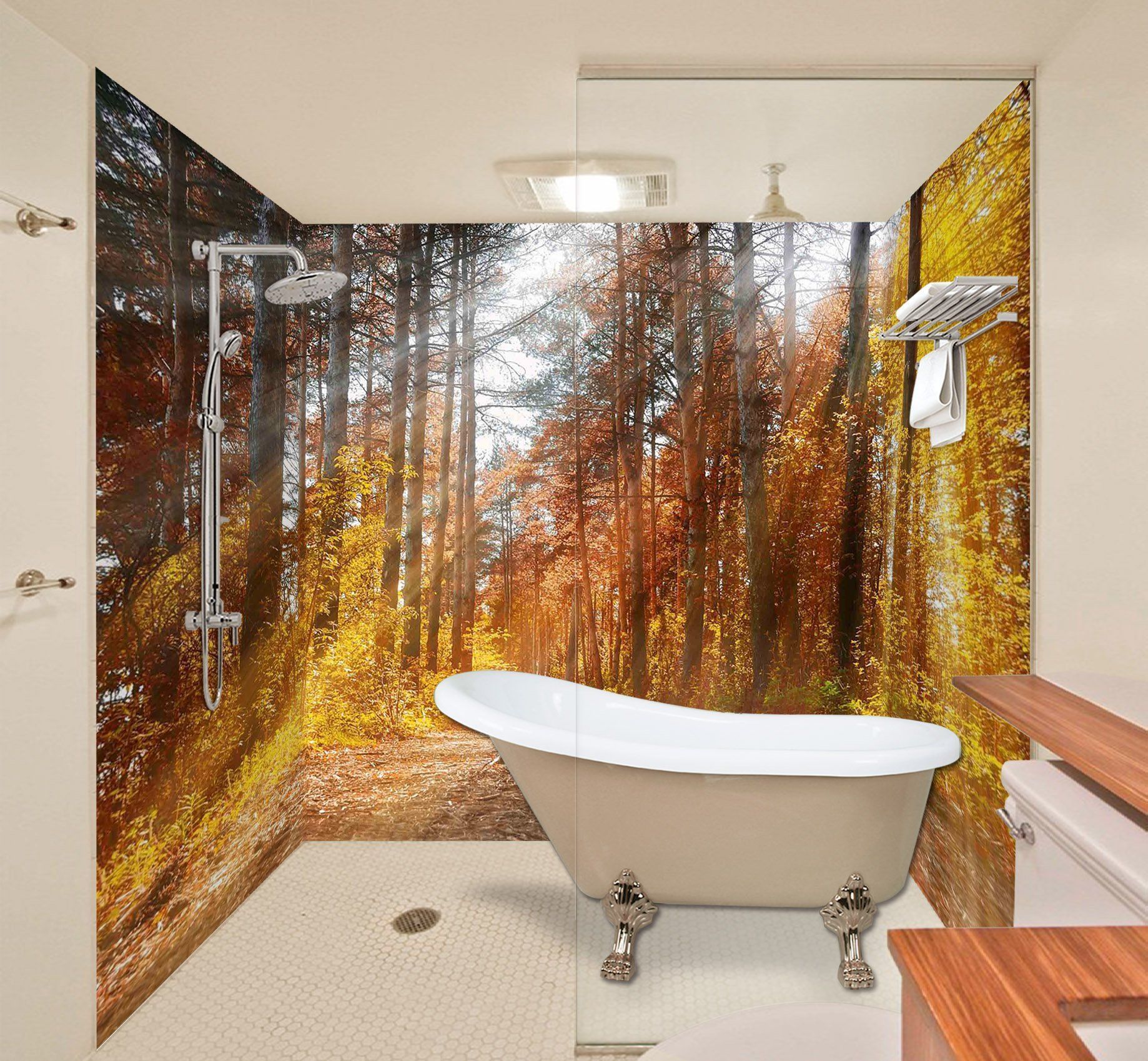 3D Forest Sunshine 39 Bathroom Wallpaper Wallpaper AJ Wallpaper