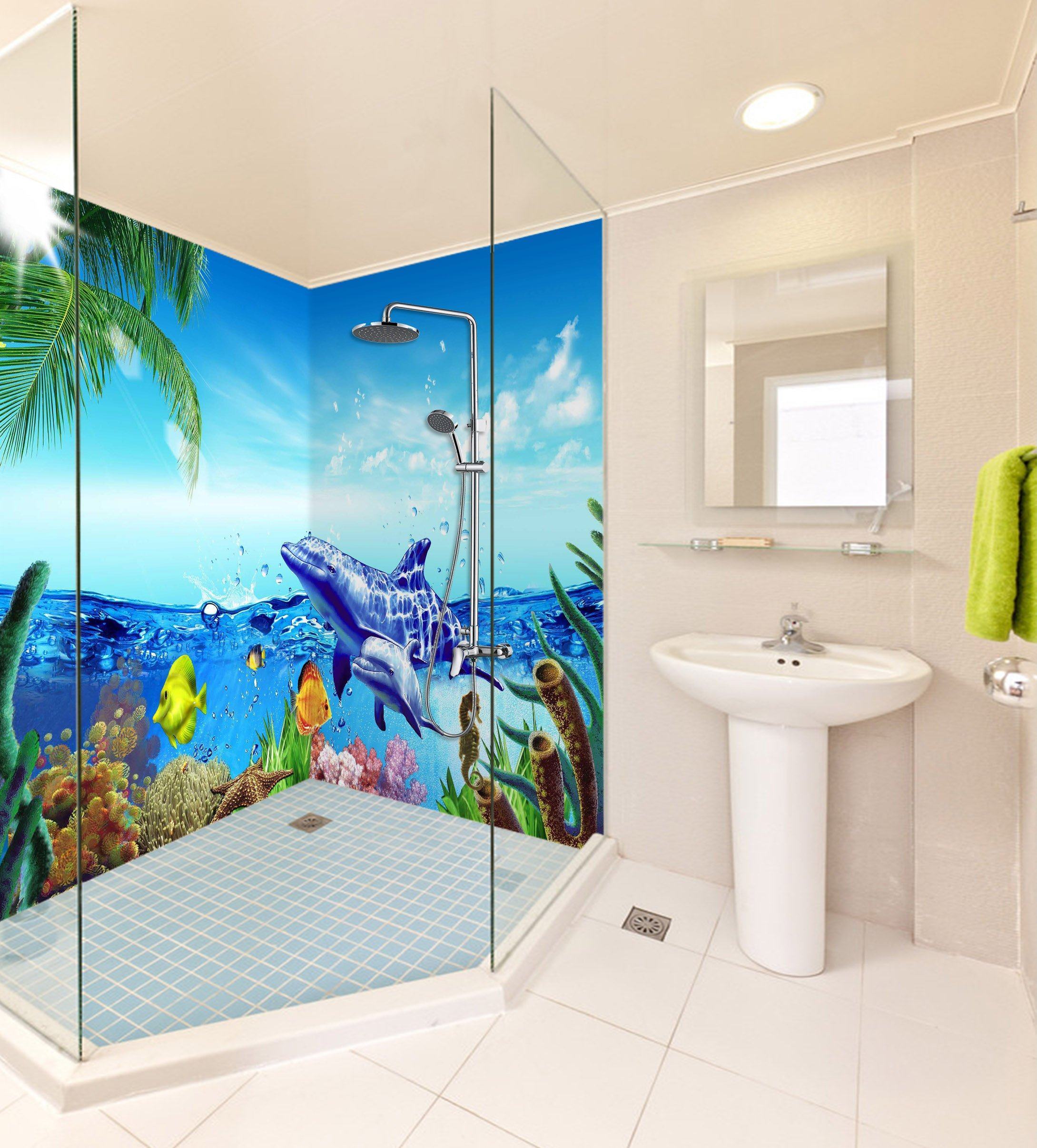 3D Ocean World 1 Bathroom Wallpaper Wallpaper AJ Wallpaper