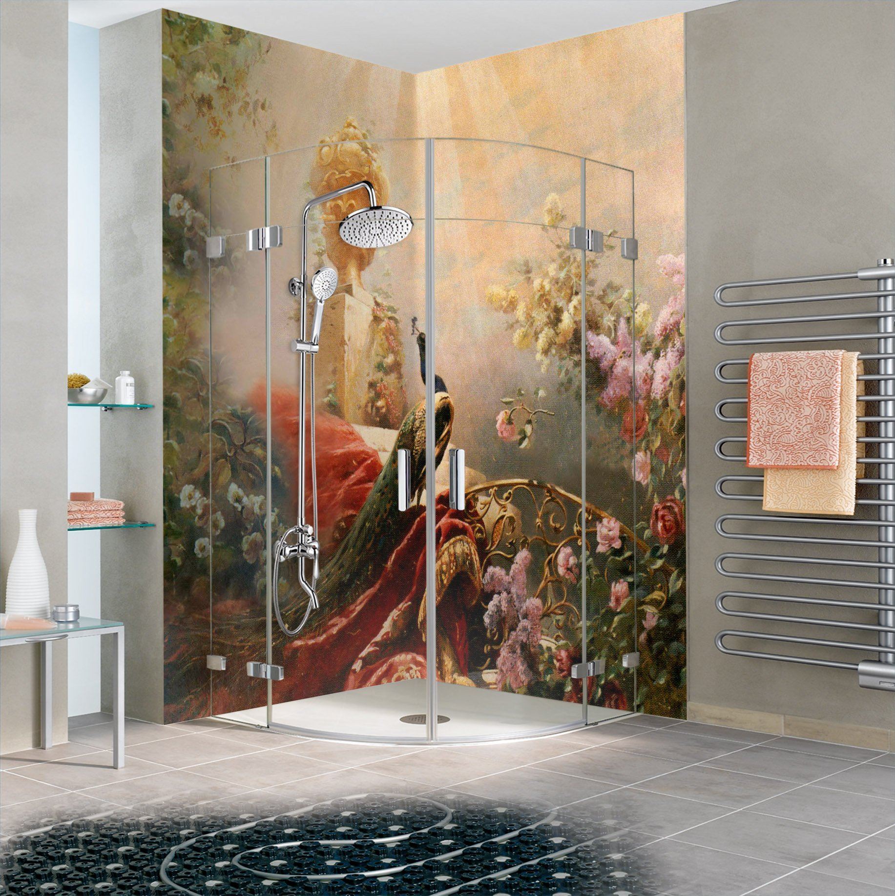 3D Peacock Flowers 27 Bathroom Wallpaper Wallpaper AJ Wallpaper