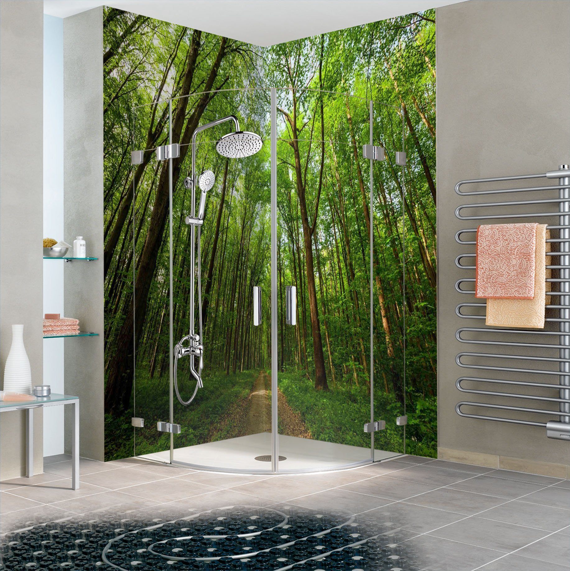 3D Green Forest Path 46 Bathroom Wallpaper Wallpaper AJ Wallpaper