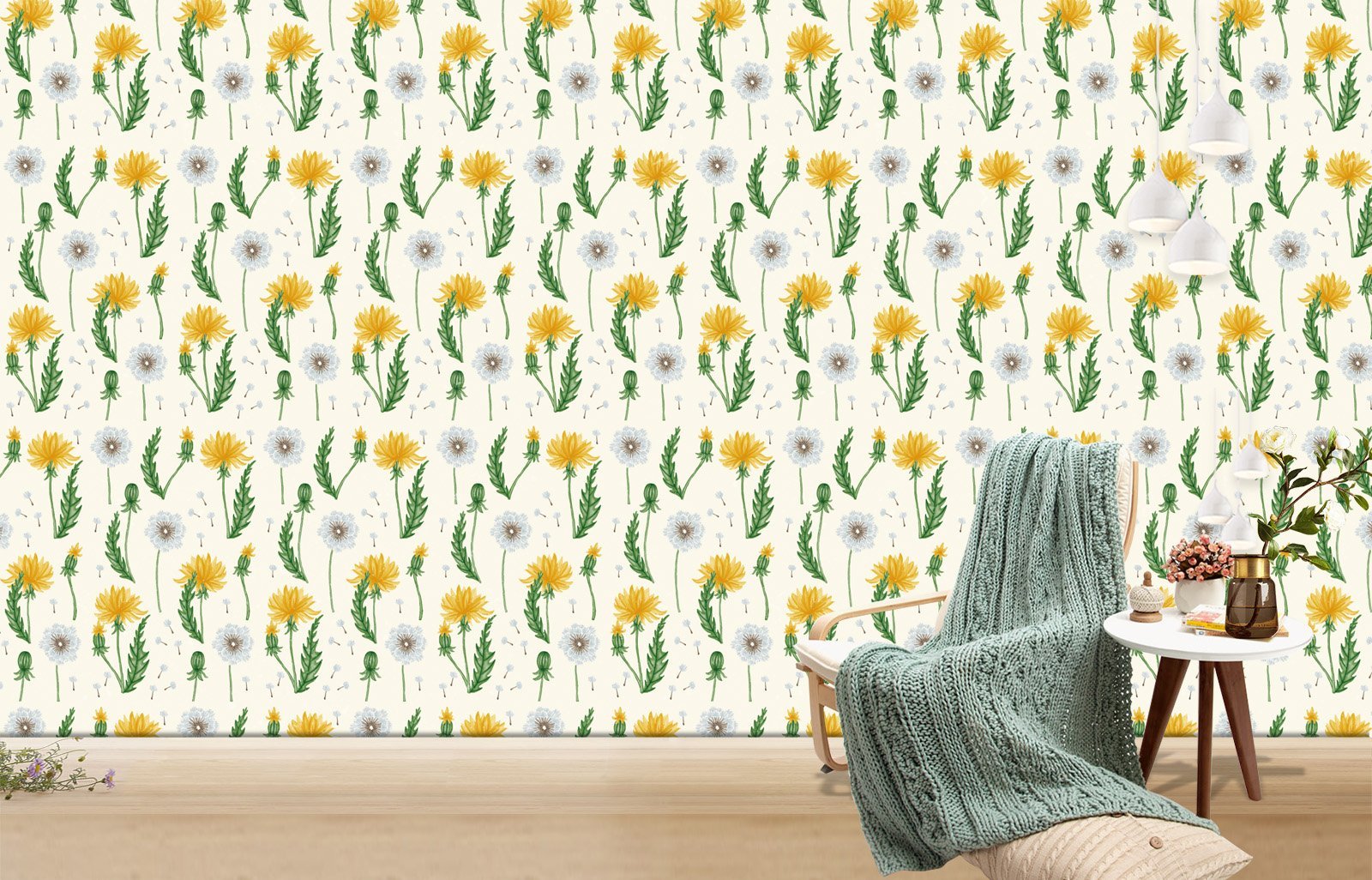 3D Yellow Flower Pattern 616 Wallpaper AJ Wallpaper