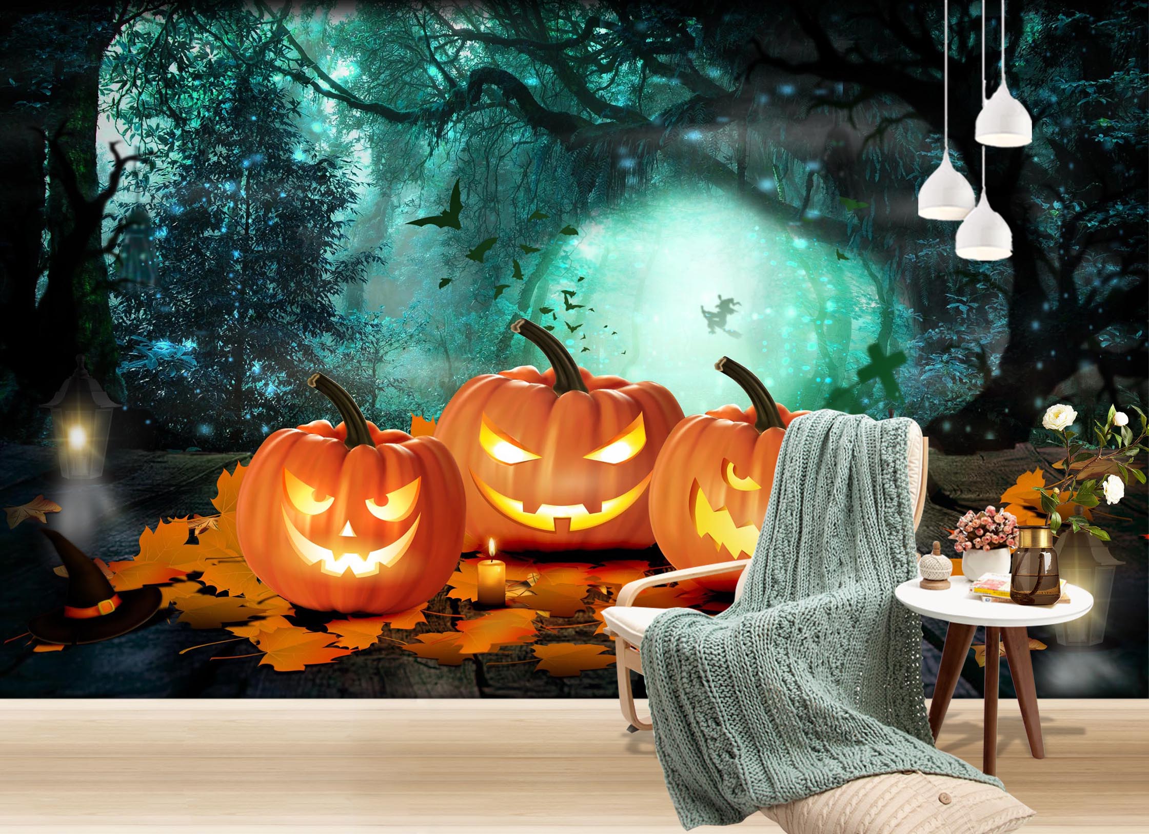 3D Horror Pumpkin 1000 Halloween Wall Murals Wallpaper AJ Wallpaper 2