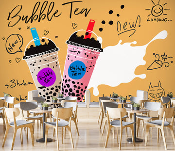 3D Pearl Tea 2073 Fruit Bubble Tea Milk Tea Shop Wall Murals