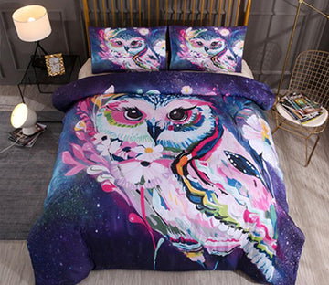 3D Owl Painting 066 Bed Pillowcases Quilt