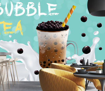 3D Pearl Tea 2076 Fruit Bubble Tea Milk Tea Shop Wall Murals