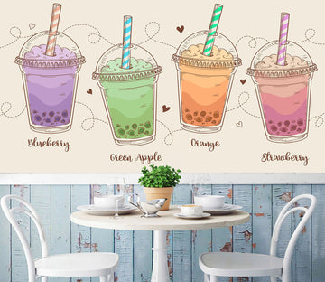3D Pearl Tea 2032 Fruit Bubble Tea Milk Tea Shop Wall Murals