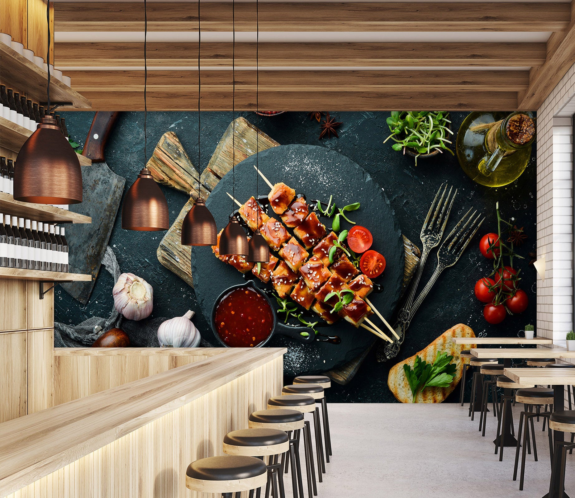3D Grill Kebab Shop BBQ 338 Wall Mural Wall Murals Commercial