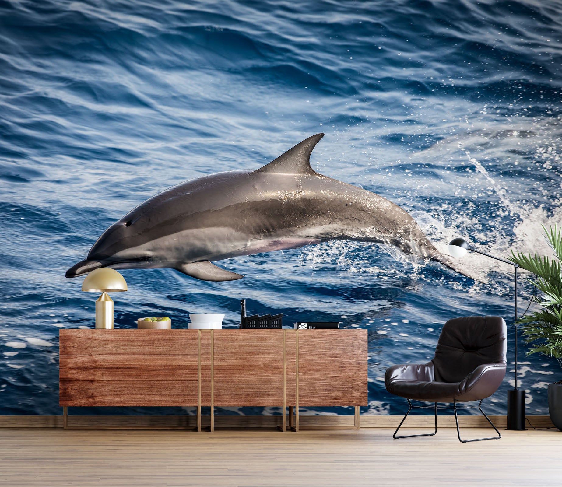 3D Sea Dolphin 2089 Wall Mural Wall Murals