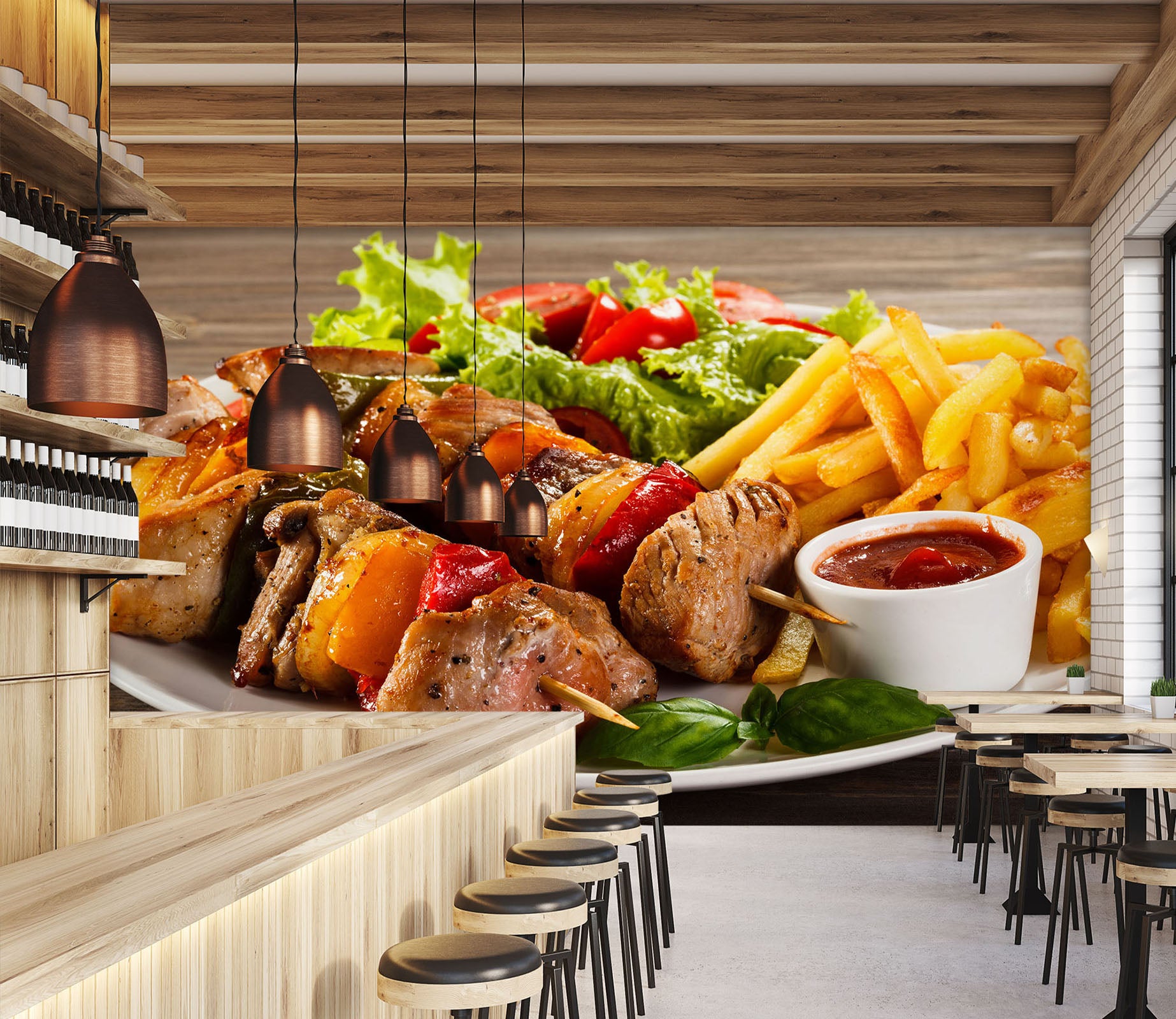 3D Grill Kebab Shop BBQ 303 Wall Mural Wall Murals Commercial