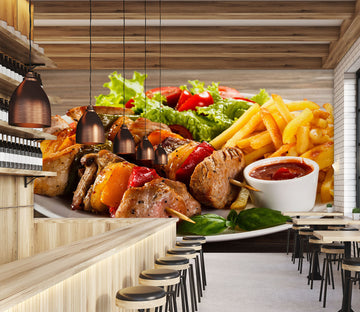 3D Grill Kebab Shop BBQ 303 Wall Mural Wall Murals Commercial
