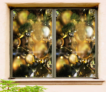 3D Golden Ball 1045 Christmas Window Film Print Sticker Cling Stained Glass Xmas