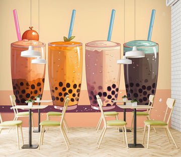 3D Pearl Tea 2014 Fruit Bubble Tea Milk Tea Shop Wall Murals