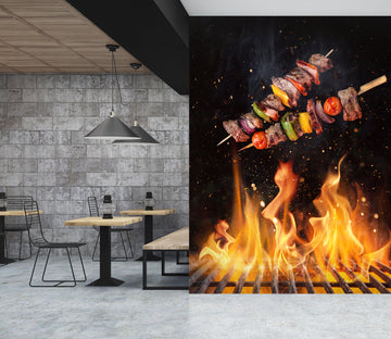 3D Grill Kebab Shop BBQ 364 Wall Mural Wall Murals Commercial