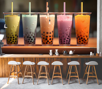 3D Pearl Tea 2019 Fruit Bubble Tea Milk Tea Shop Wall Murals