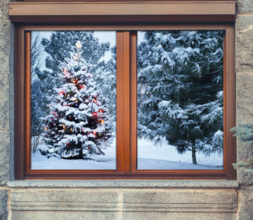3D Trees Snow 1004 Christmas Window Film Print Sticker Cling Stained Glass Xmas