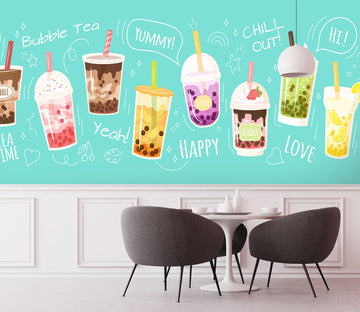 3D Pearl Tea 2088 Fruit Bubble Tea Milk Tea Shop Wall Murals