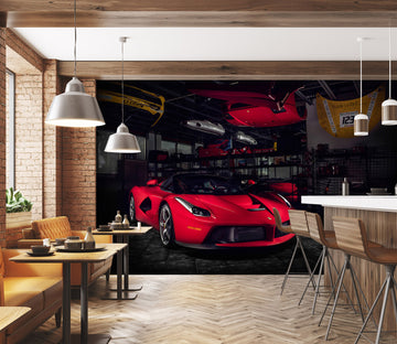 3D RED LUXURY CAR 380 VEHICLE WALL MURALS