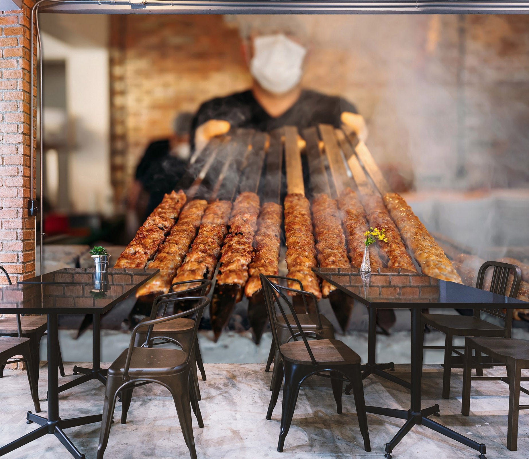 3D Grill Kebab Shop BBQ 337 Wall Mural Wall Murals Commercial