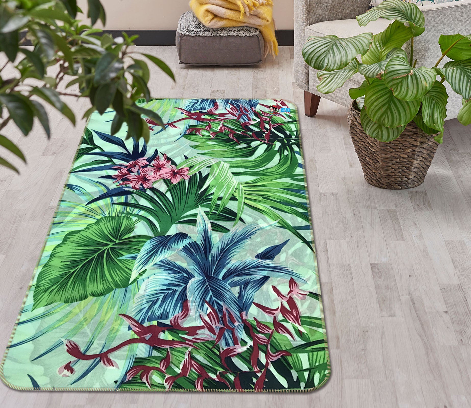 3D Green Leaves 3082 Rug Non Slip Rug Mat