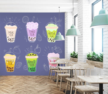3D Pearl Tea 2030 Fruit Bubble Tea Milk Tea Shop Wall Murals