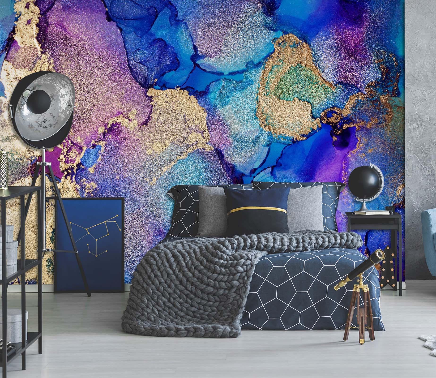 3D Blue Purple 2085 Wall Mural Wall Murals
