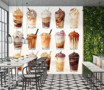 3D Pearl Tea 2025 Fruit Bubble Tea Milk Tea Shop Wall Murals