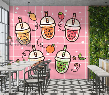 3D Pearl Tea 2003 Fruit Bubble Tea Milk Tea Shop Wall Murals