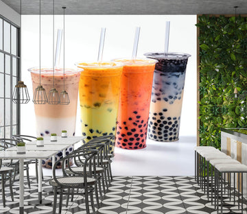 3D Pearl Tea 2018 Fruit Bubble Tea Milk Tea Shop Wall Murals