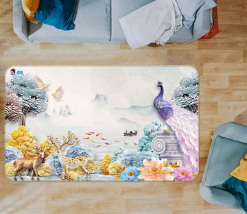 3D Beautiful Peacock 3054 Rug Non Slip Rug Mat