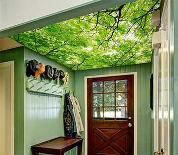 3D Green Leaves Tree CA898 Ceiling Wallpaper