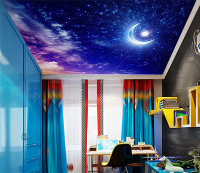 3D Shinny Moon CA753 Ceiling Wallpaper