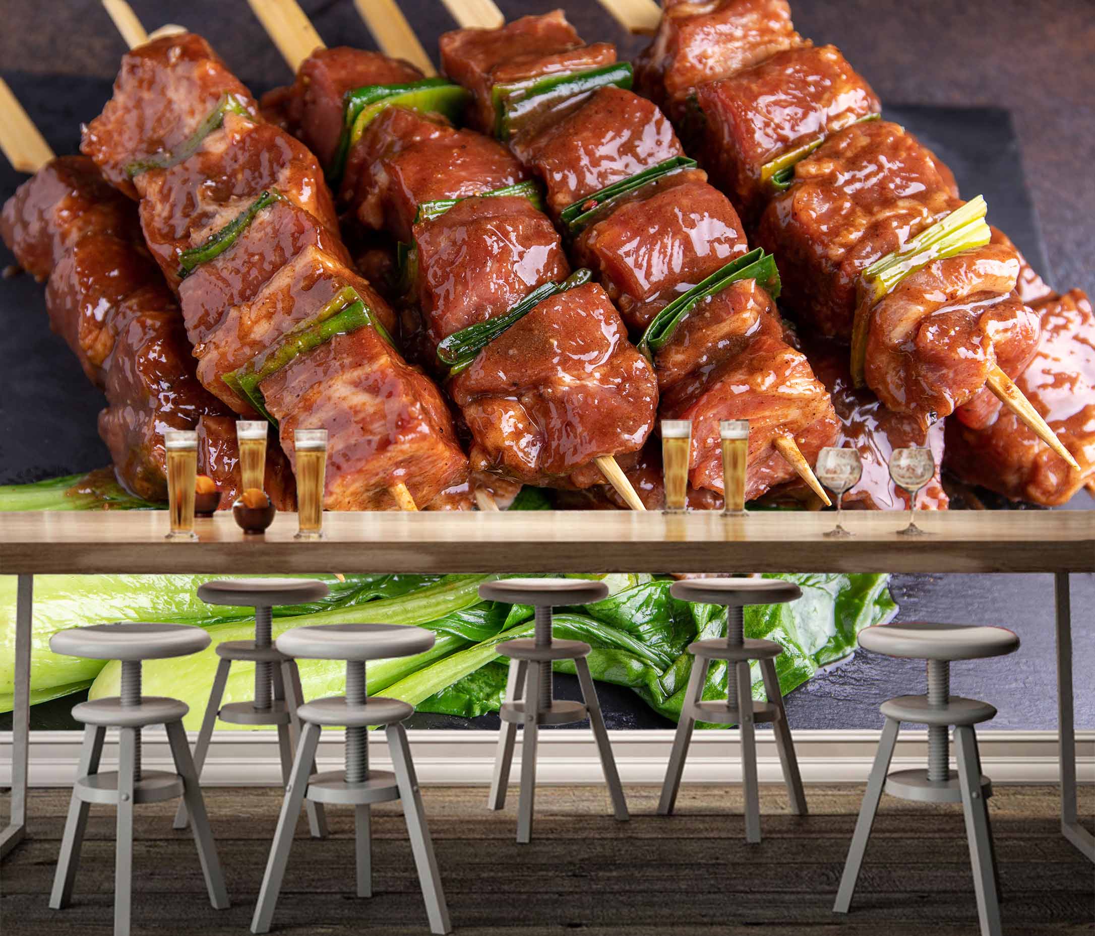 3D Grill Kebab Shop BBQ 334 Wall Mural Wall Murals Commercial