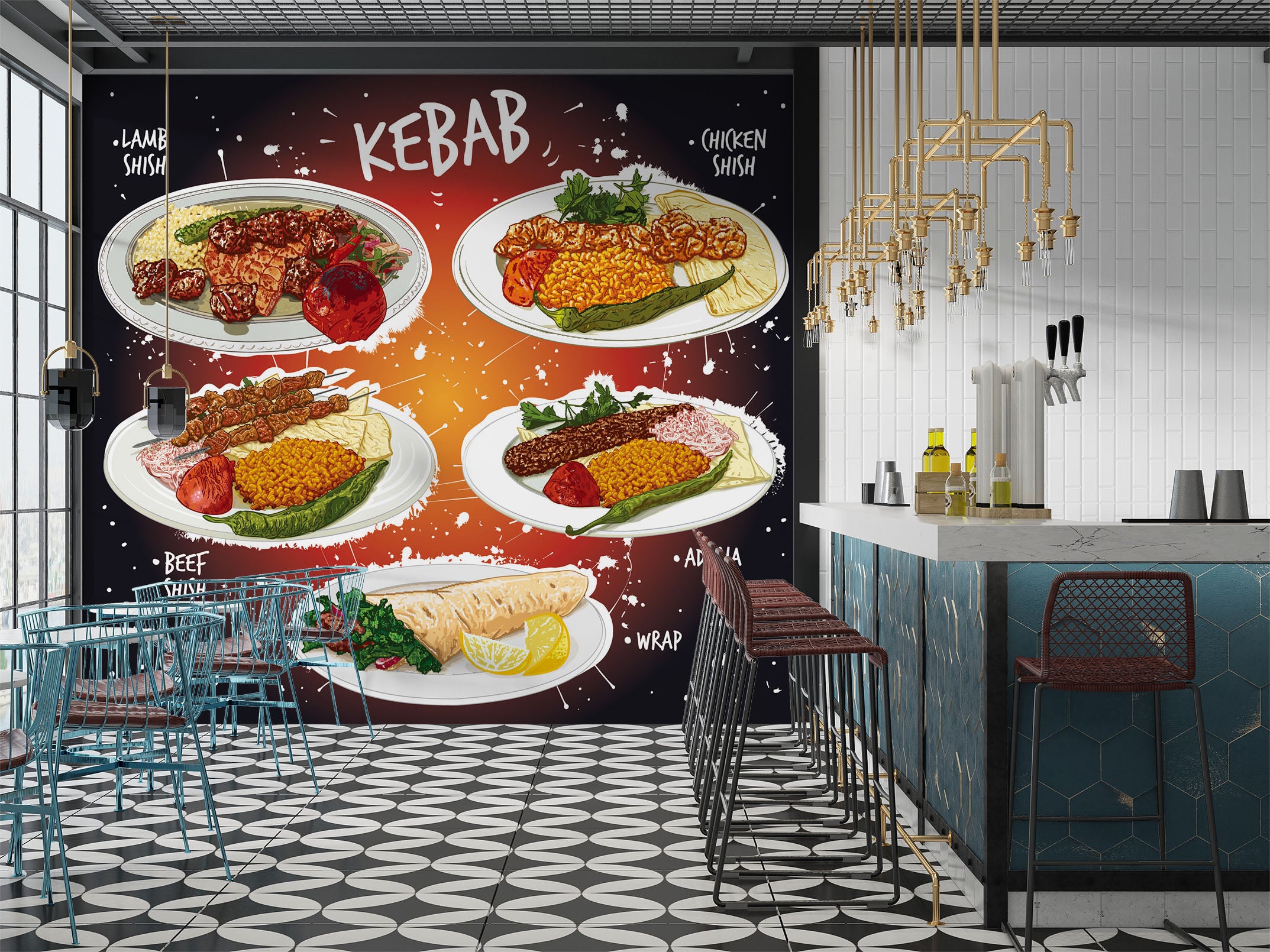 3D Grill Kebab Shop BBQ 306 Wall Mural Wall Murals Commercial