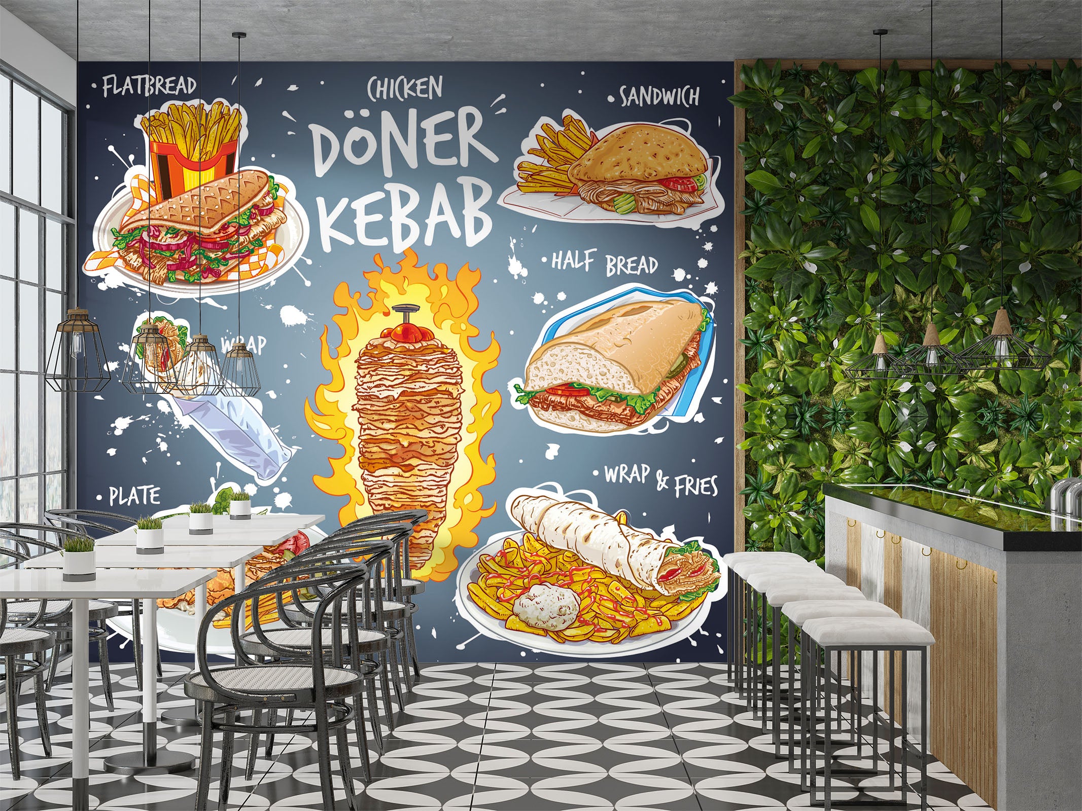 3D Grill Kebab Shop BBQ 304 Wall Mural Wall Murals Commercial