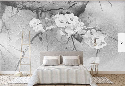 3D White Plum ZHU7585 Wallpaper 416x254 (164"x100") in woven paper - eBay