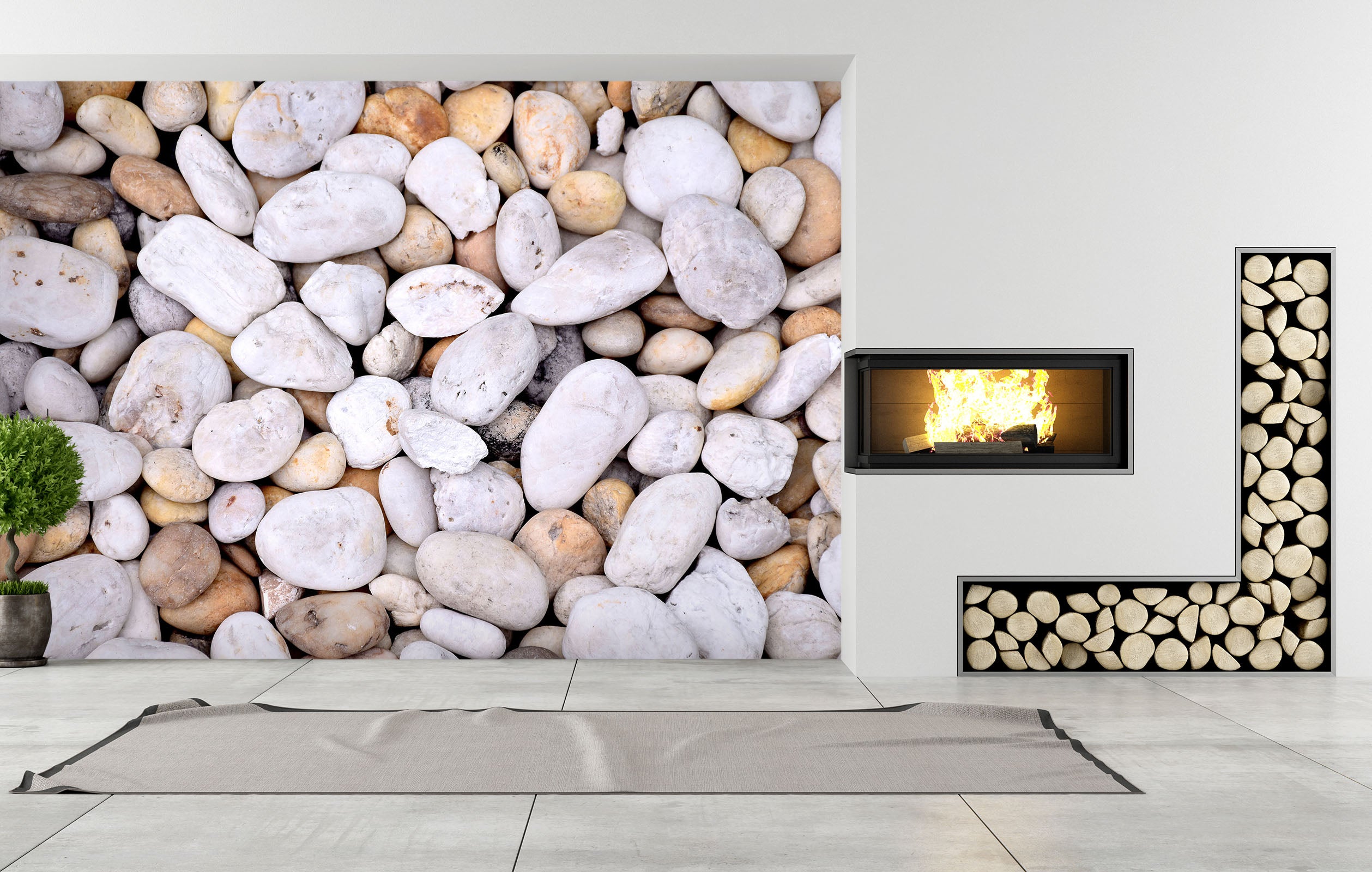 3D White Stone 2044 Wall Mural Wall Murals