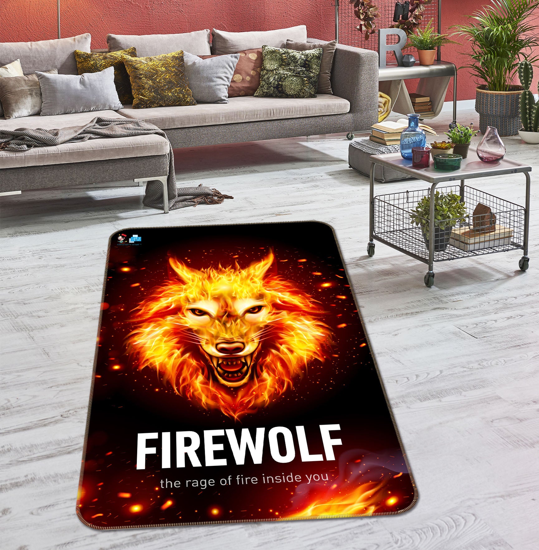 3D Fox Flame 3087 Rug Non Slip Rug Mat