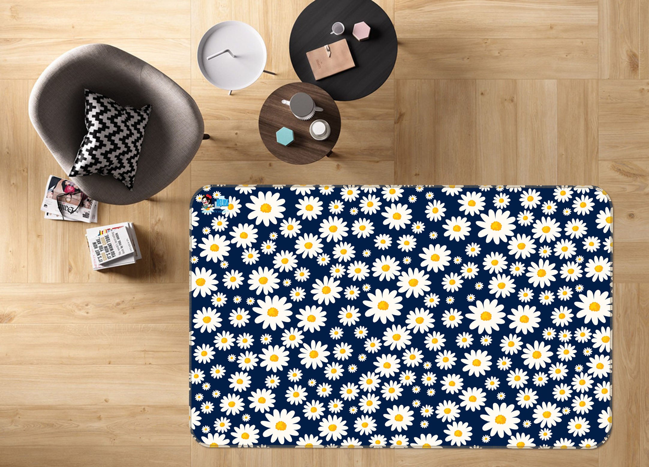 3D Daisy Petals 3052 Rug Non Slip Rug Mat