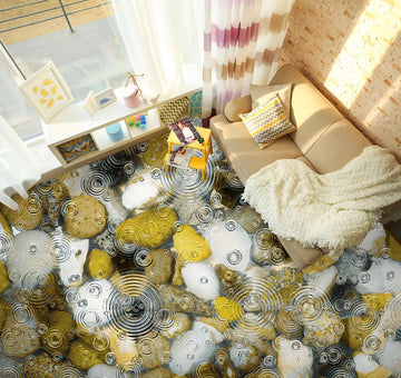 3D Yellow Flower Floor Mural  Wallpaper Murals Rug & Mat Print Epoxy waterproof bath floor