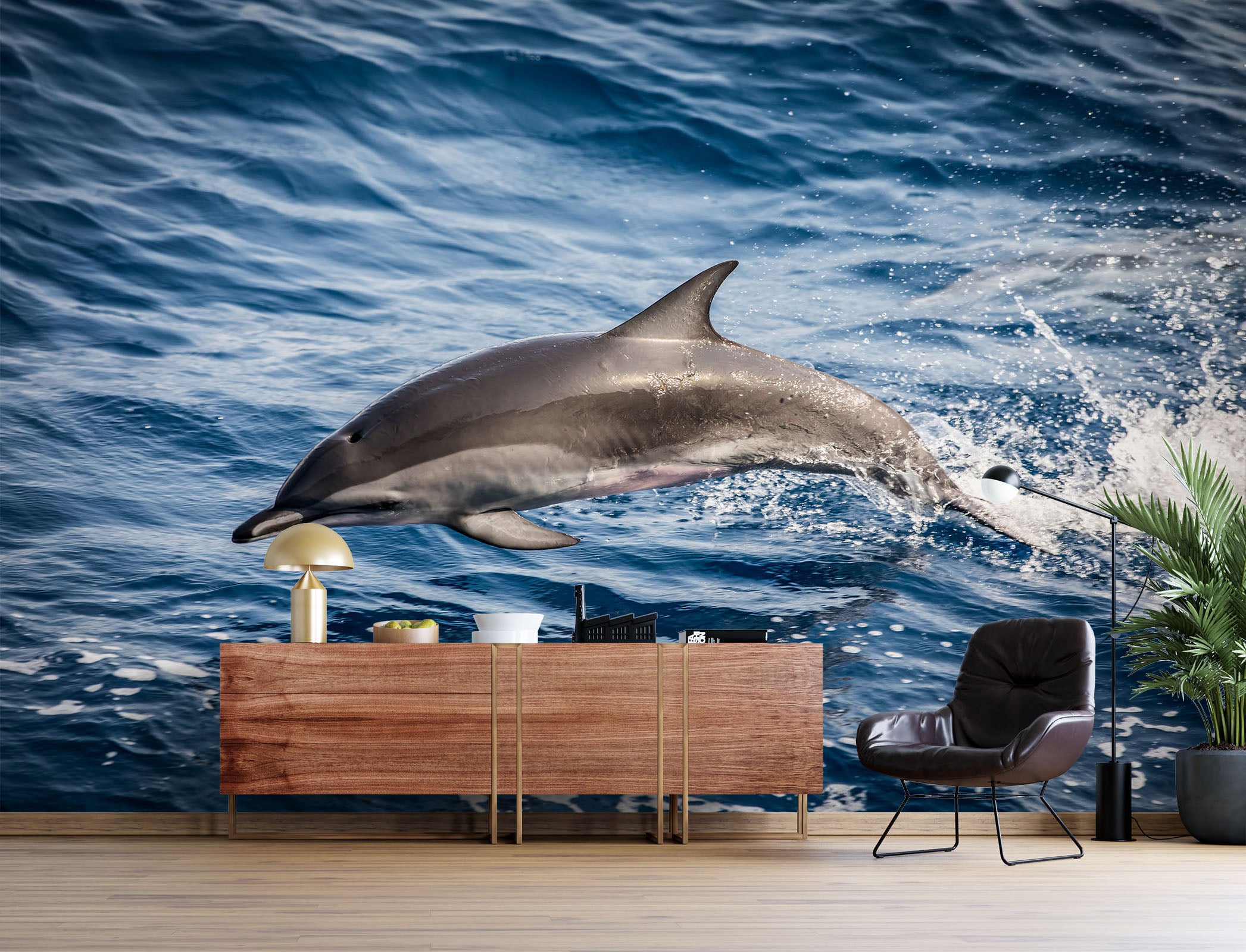 3D Sea Dolphin 2089 Wall Mural Wall Murals