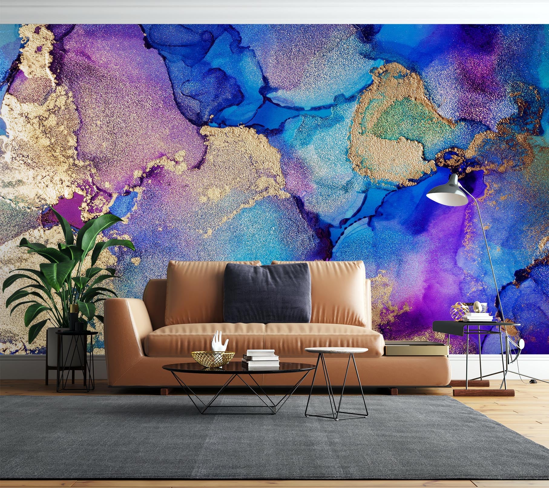 3D Blue Purple 2085 Wall Mural Wall Murals