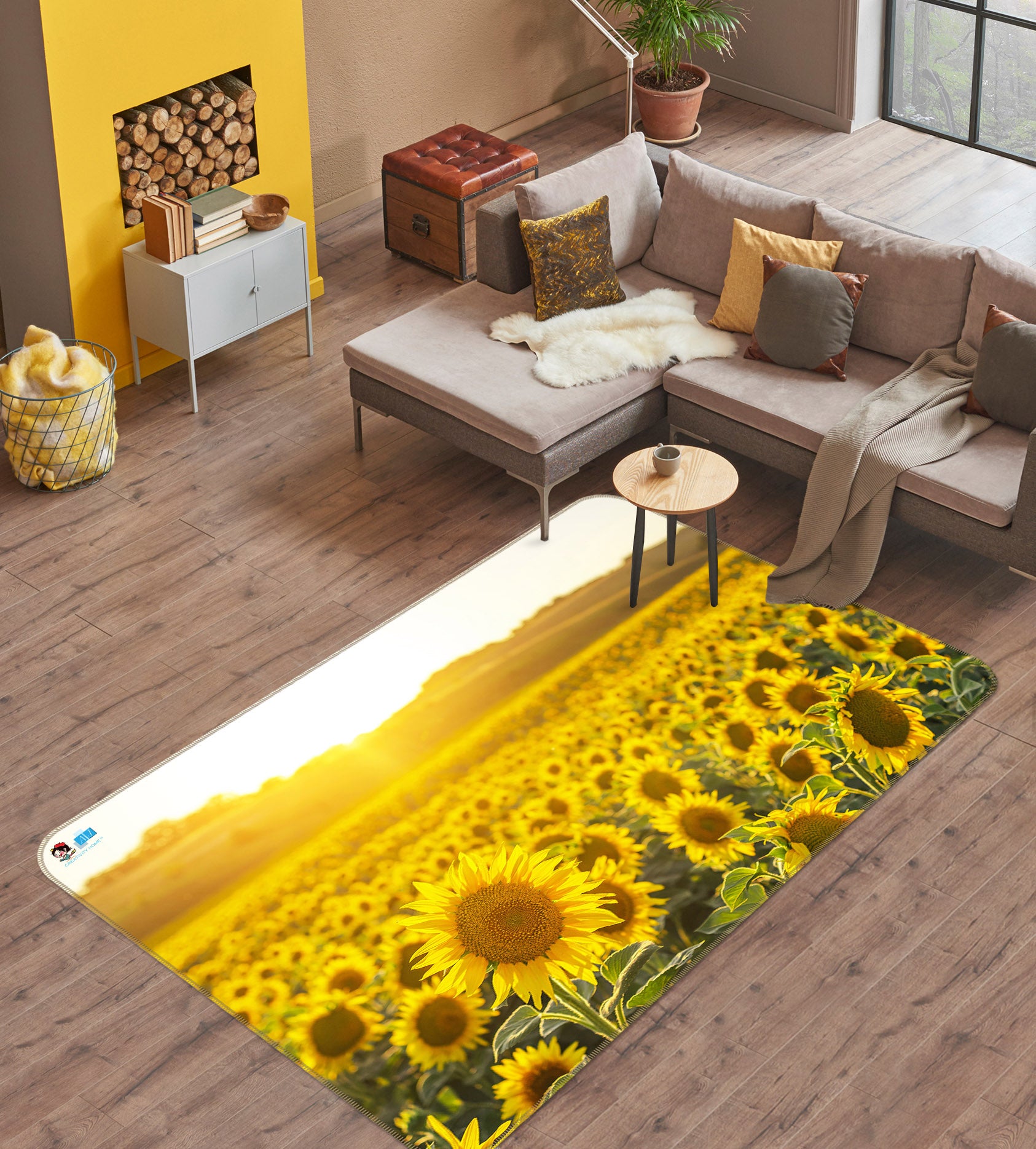 3D Sunflower Garden 3059 Rug Non Slip Rug Mat